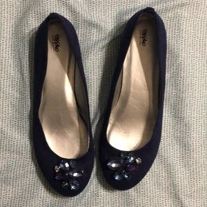 Navy Rhinestone Detail Flats